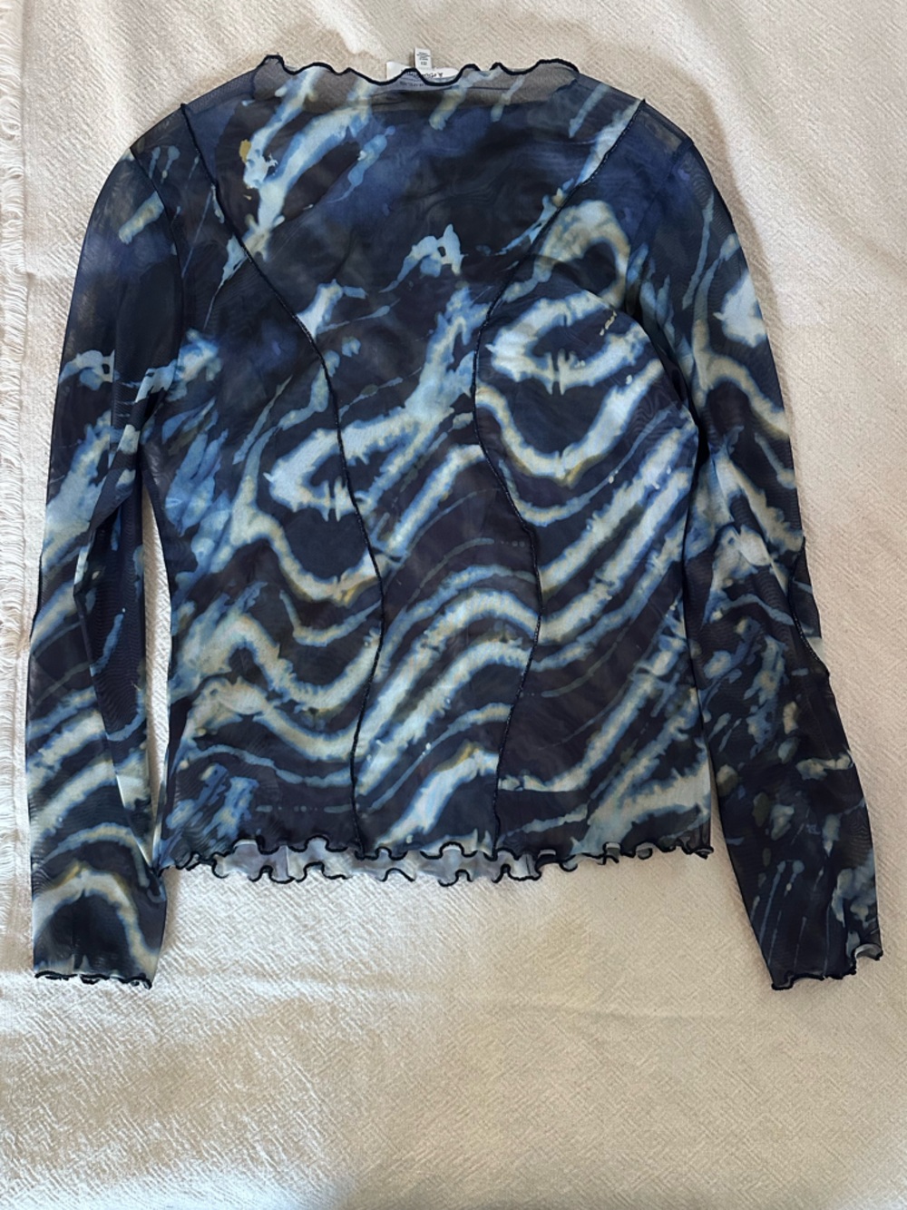 & Other Stories Blue and Cream Sheer Mesh Top - Size S - Picture 5 of 5